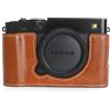 MUZIRI KINOKOO Custodia in pelle PU per Fujifilm X-E5/ XE5 - Marrone | Mezza custodia per Fuji XE5/XE5 con vano batteria e impugnatura ergonomica - Stile vintage, facile da trasportare