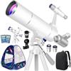HUGERSTAR Telescopio Astronomico per Adulti e Bambini, 80/500mm Telescopio Rifrattore per Principianti, 20X-150X Portatile Viaggio con Tenda Pop-Up, Treppiede, Adattatore Smartphone, Zaino e Adesivi