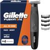 Gillette Fusion One Rasoio Elettrico Uomo Barba e Corpo, 4 Accessori, Nero | 3 Pettini Barba E 1 Pettine Corpo, Testina Oscillante, Impermeabile, Senza Fili, 45 Min Autonomia, Tecnologia Braun