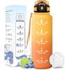 Motswedi Borraccia 1 Litro, con Filtro, Borraccia Palestra, a Prova di Perdite, Borracce 1.5 litro, Motivazionale, Bottiglia acqua per Palestra, Escursionismo, Ciclismo, Giallo Arancio