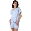 Lovable Set Pigiama Corto in Cotone Tessuto | Maglia Aperta a Bottoni + Pantaloncini | Fresco, Traspirante e Confortevole | Nightwear Donna