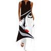 BOTCAM Abito estivo da donna, lungo, boho, da spiaggia, maxi abito estivo da donna, taglie grandi, elegante, per matrimoni, feste, con scollo a V, senza maniche, abito lungo con fiori