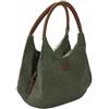 Loberon Lucie Borsa - Puro cotone - Manici in vera pelle, verde/marrone |