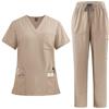 PengGengA Divisa Sanitaria Donna Uniforme Medico Set con Casacca e Pantalone Abbigliamento da Lavoro Multitasche