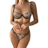 Generico Completo Femminile con Design Raffinato in Pizzo Trasparente Ricamato Reggiseno Push-up Strutturato e Slip Seducente per Donna Comfort e Stile Senza compromessi