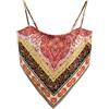 VividMosaic Bandana da donna in raso con stampa cachemire Boho Top Hanky Hem Tie Back regolabile Spaghetti Strap Cami Tube Top