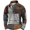 Generisch Felpe da uomo senza cappuccio, maglione patchwork retrò, felpa con zip a 1/4, taglia grande, comoda, streetstyle top per autunno e inverno