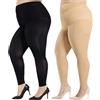 WiliW Collant da donna, taglie forti, senza piedi, termici | Opaco, colore pelle, nero, 80D, 2 paia