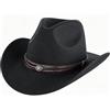 SIGONE Cappello da cowboy, unisex, in feltro, nero, con tesa larga e cinturino posteriore regolabile, classico per uomini e donne, per attività all'aperto