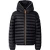 Save The Duck Giubbotto BAMBINA Nero 10A | Trapuntato, Chiusura a Zip, Patch Logo Arancione, Polsini Elasticizzati