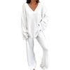 YIzdegg Pigiama da donna, a maniche lunghe, lungo, invernale, da notte, in due pezzi, con scollo a V, morbido, per il tempo libero, slim fit, homewear