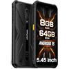 Ulefone Armor X12 PRO Smartphone Rugged, Telefono Indistruttibile Android 15, 5.45 Cellulare CompattO IP68/IP69K Impermeabile Antiurto, 8GB+64GB/SD 256GB, Batteria 4860mAh, Fotocamera 13MP, 4G Dual SIM, NFC, Nero