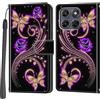 Salanheo Cover per Motorola Moto G67 / G77, Farfalla dorata | Portacarte, Chiusura Magnetica, Flip Case, Antiurto Custodia, Funzione Stand