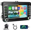 Hikity AM/FM/RDS 2 Din Autoradio per VW Golf 5 Golf 6 Skoda Passat Seat Tiguan | Wireless CarPlay Android Auto 7" IPS Radio con Mirror Link Bluetooth EQ Controllo al Volante USB Telecamera posteriore