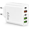 Doni Bomboniere 1 pz Caricatore Rapido USB 65W Caricatore USB Multiplo 5 Porte con PD e QC3.0 Alimentatore USB C Fast Charger per Smartphone e Tablet Ricarica Veloce Universale