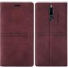 OKZone Cover per Huawei Mate 10 Lite, Custodia Flip Pelle Portafoglio Magnetica Libro con Slot Schede, Slim Silicone TPU Bumper Wallet Supporto Case, Antiurto Cover Per Huawei Mate 10 Lite (Rosso)