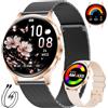 LIGE SMART 1.32Amoled Smartwatch Donna con Chiamata Bluetooth, IOS Android Oro Nero | Salute Femminile, Frequenza Cardiaca, Sonno, 110+ Modalità Sportive, IP68 Impermeabile Smartwatch per iOS Android