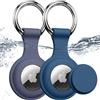 Joremx per AirTag Portachiavi, 2 Pack (Grigio+Blu marino) | Impermeabile IPX8, Silicone Porta per AirTag di 1ª e 2ª Gen, Segnale Inalterato, Attaccare a Chiavi/Valigie/Collari per Cani