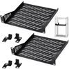 Umllpet Mensola rack 10 pollici ventilata NAS router nero set 2pz | Coppia ripiani rack metallo ventilati bordi anti‑scivolo staffe incluse compatibile apparecchi di rete