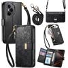 LIAOCY A Tracolla Custodia Per Honor 400 Pro 5G, Cover Con Portafoglio Porta Carte E Scocca Interna In TPU, Antiurto E Antigraffio Con Supporto, Black.