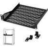 Umllpet Mensola rack 10 pollici metallo ventilata NAS router nero 1 pezzo | Ripiano rack metallo ventilato bordi anti‑scivolo staffe incluse montaggio veloce compatibile apparecchi di rete