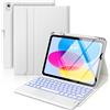 MoKo Custodia con Tastiera Multi-touch per iPad (A16) 11ª/10ªgen, Bianco | Retroilluminazione 7 colori, trackpad multitouch, porta pennino per iPad 11 2025 e iPad 10,9 2020