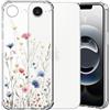 Choeeu ChoosEU Trasparente Cover per iPhone 17e / 16e con Fiori, Blu Rosa | Sottile TPU Silicone Trasparente Custodia, Disegni Colorate Fiore Fiori Motivo, per Ragazza, Antiurto Protettiva Morbido Case