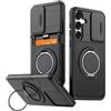 GoodcAcy Cover Outdoor per Samsung Galaxy S24 FE Magnetica Rigida con Supporto 360° [con protezione fotocamera scorrevole], Militare Antiurto Custodia Resistente Protettiva Sottile Case，Nero