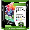 Washope 364XL - Cartucce compatibili con HP 364, confezione multipla | Cartucce per stampante HP Photosmart 5520 Deskjet 3520 3522 3524 officejet 4620 4622 Photosmart 5524 7520 5510 (confezione da