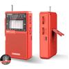XHDATA D226 Radio Portatile FM AM SW con Torcia, Radio Ricaricabile Rosso | Radio FM con Ottima Ricezione, Batteria Ricaricabile Integrata e Vano per Pile AA (Non Incluse), Torcia Integrata