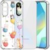 Choeeu ChoosEU Trasparente Cover per Samsung Galaxy A36 5G con Fiori, Gatto | Sottile TPU Silicone Trasparente Custodia, Disegni Colorate Fiore Fiori Motivo, per Ragazza, Antiurto Protettiva Morbido Case
