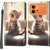 Salanheo Cover per Honor 600/600 Pro, Gatto felice | Portacarte, Chiusura Magnetica, Flip Case, Antiurto Custodia, Funzione Stand