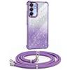 Mkej Glitter Cover per Xiaomi Redmi Note 14 Pro 5G Cover con Cordino, Antiurto in Morbido TPU Ultra Sottile Lucida Paillettes Custodia con Regolabile Collana per Regolabile Collana, Viola