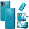 Fertuo Cover per ZTE Blade A36, Custodia Portafoglio a Libro in Pelle Flip Case con Porta Carte, Chiusura Magnetica e Stand [Disegni di Mandala] Interno Silicone Sottile Antiurto, Blu