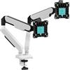ONKRON Braccio Monitor Doppio 13-32 Pollici, 2×9 kg, VESA 100x100, G250-BW | Supporto 2 monitor bicolore, inclinazione +90°/-45°, rotazione, giro, altezza regolabili; per ufficio, gaming, multitasking