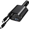 Dewlawn Caricatore da auto retrattile da 120 W, 12 V, con doppio cavo USB-C | Per auto, doppio USB-C, cavo retrattile, connettore 12 V, potenza 120 W