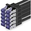 1aTTack.de 10x 0,5m CAT7 Cavo di rete RJ45 10 Gigabit SFTP PIMF - Nero | Cavo patch Ethernet, rame, 10 Gb/s, LAN, DSL, switch, modem, router, patch panel, CAT7, CAT6, CAT5