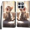 Salanheo Cover per Motorola Edge 70 Fusion, Gatto felice | Portacarte, Chiusura Magnetica, Flip Case, Antiurto Custodia, Funzione Stand