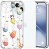 Choeeu ChoosEU Trasparente Cover per iPhone 15 con Fiori, Gatto | Sottile TPU Silicone Trasparente Custodia, Disegni Colorate Fiore Fiori Motivo, per Ragazza, Antiurto Protettiva Morbido Case