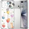Choeeu ChoosEU Trasparente Cover per iPhone 17 Pro con Fiori, Gatto | Sottile TPU Silicone Trasparente Custodia, Disegni Colorate Fiore Fiori Motivo, per Ragazza, Antiurto Protettiva Morbido Case