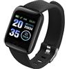 Yeaxxsqy Smart Watch 116Plus: braccialetto fitness wireless, orologio da telefono, test impermeabile della pressione sanguigna per uomo e donna, nero