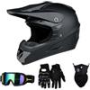 Homkia Casco Motocross Integrale per Adulti con Occhiali, Guanti e Copriviso | Set motocross completo e versatile con casco integrale, occhiali, guanti e copriviso coordinati per attività off-road.