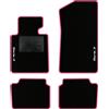 QUEMAR Tappetini Auto per Serie 3 E46 1998-2005, Bordo Rosa, 2 Ricami | Kit Tappeti Moquette e Gomma su Misura / Set 2 Anteriori + 2 Posteriori / Ricami e Colori Personalizzati / Antiscivolo