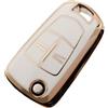 Jetoday Custodia per chiave auto per Opel e Vauxhall, in TPU, a 2 pulsanti, compatibile con Astra Corsa Adam Mokka Zafira (oro bianco)
