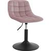 WOLTU 1x sgabello da bar, sedia da bar, poltroncina da bar, sgabello da cucina regolabile in altezza con schienale, sedia girevole a 360°, velluto, rosa