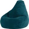 Icon Beanbags poltrona a sacco icona Bean Bag Fluffy Dalton For Kids, blu-verde, velluto a coste, sacco a sacco per bambini, grande, sacco a sacco per bambini con imbottitura - Germany