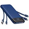 Charmast Power bank Charmast da 20000 mAh con cavi USB-C integrati, caricabatterie portatile