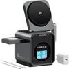 KU XIU Stazione di ricarica KU XIU 3-in-1 Qi2.2 da 25W con display TFT intelligente e ventola di raffreddamento