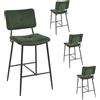 meublescosy MEUBLE COSY: Set di 4 sgabelli da bar, con schienale e poggiapiedi, struttura in metallo e rivestimento in tessuto