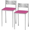 ASTIMESA: Due sgabelli da cucina con schienale basso in ecopelle, color rosa, con seduta